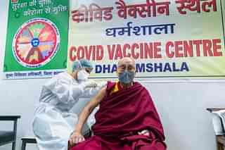 Tibetan Spiritual Leader Dalai Lama getting vaccinated against Covid-19 (Pic Via Twitter)