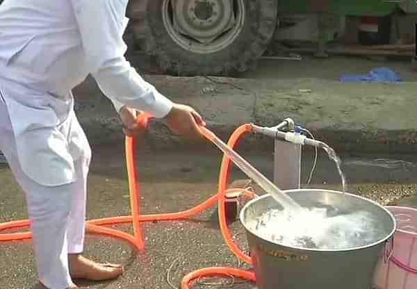 A borewell in use at the farmers' protest site (ANI)