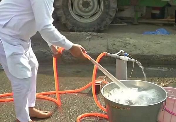 A borewell in use at the farmers' protest site (ANI)