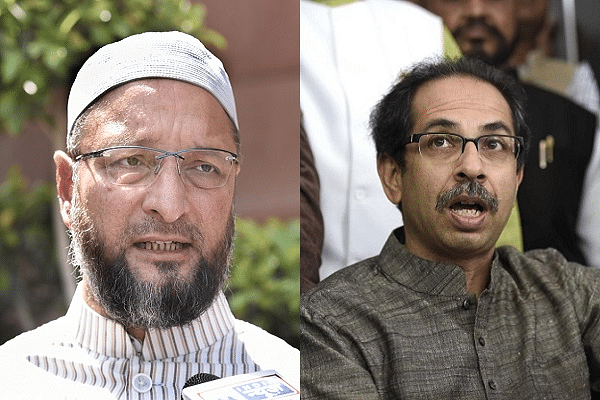 Asaduddin Owaisi - left, Uddhav Thackeray - right