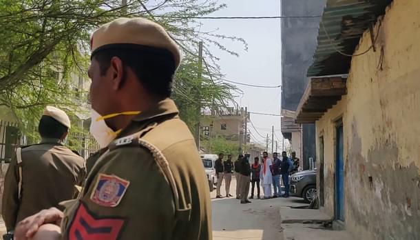 Police cover in the area on 22 February.