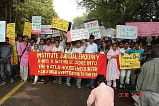 Protest rally against Batla House encounter, 24 October 2008, in New Delhi, by teachers and students of Jamia Millia Islamia University. (Wikimedia Commons) 