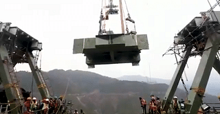 A screengrab from the video shared by Ministry of Railways showing Chenab bridge under-construction (Source: Twitter)