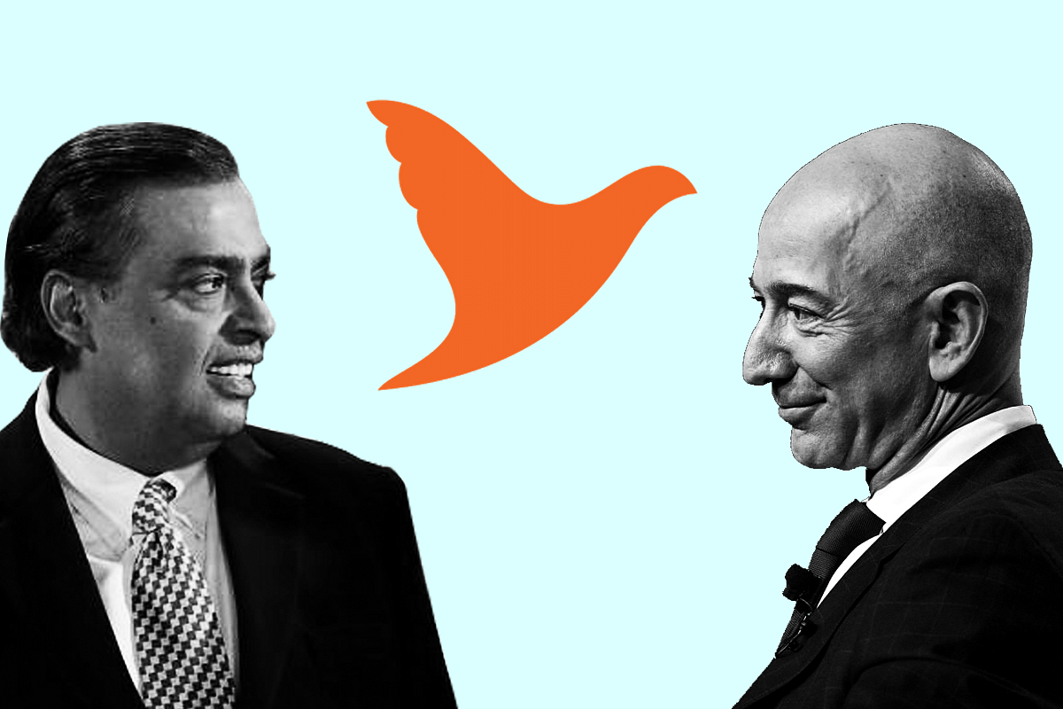 Mukesh Ambani (left) and Jeff Bezos (right)