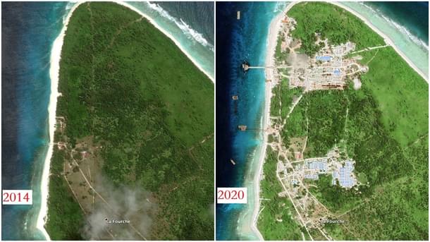 Port facilities under-construction in the northern part of the island. 