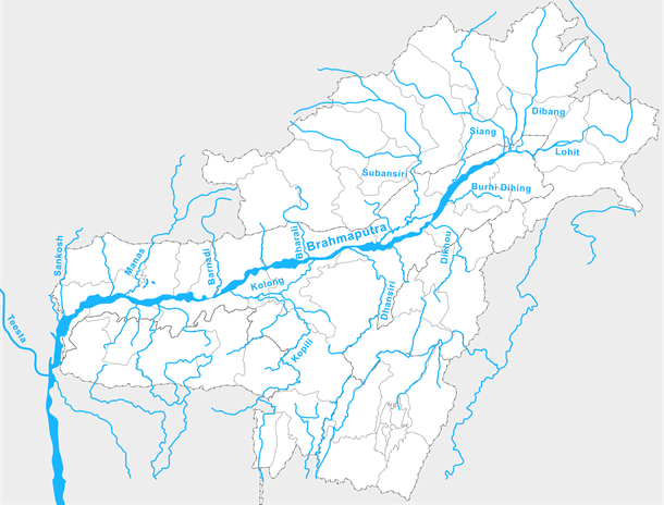 Brahmaputra river basin in India. 