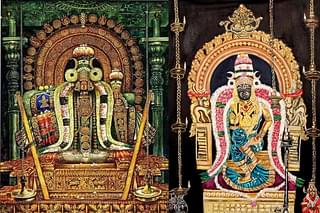 Shiva as Thyagaraja worshipped in Thiruvarur and Goddess Kamalambal