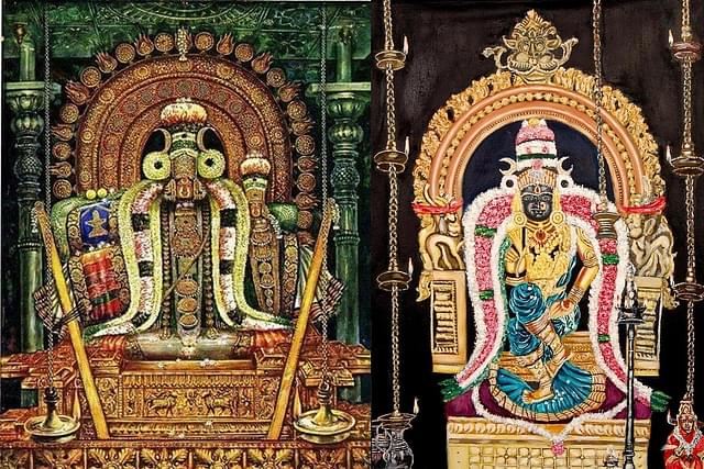 Shiva as Thyagaraja worshipped in Thiruvarur and Goddess Kamalambal
