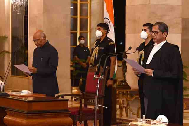 CJI N V Ramana taking the oath of Office (Pic Via Twitter)