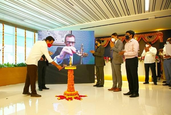 Telangana IT Minister KTR and CEO of Medtronic Geoff Martha inaugurating the facility in Hyderabad (@GeoffMartha/Twitter)