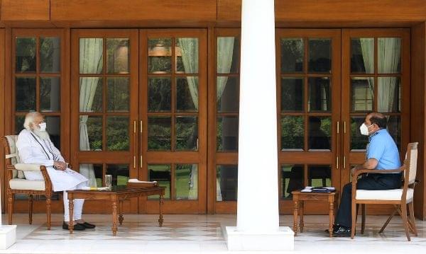 PM Modi with IAF chief ACM R K S Bhadauria (Pic Via PIB Website)