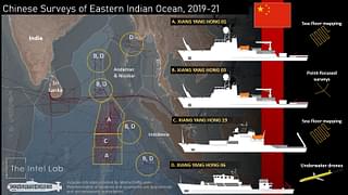 Chinese surveys of the eastern Indian Ocean between 2019 and 2021. (H I Sutton/Twitter)