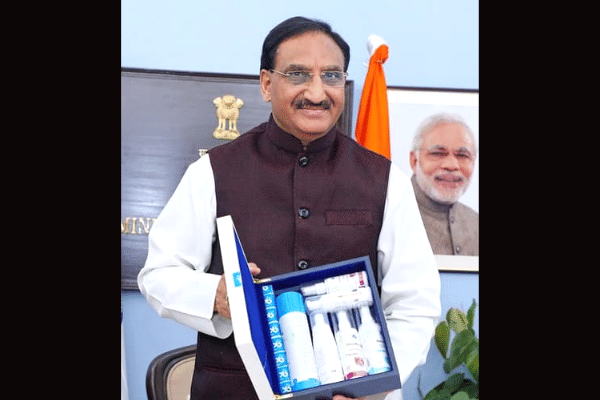 Education Minister Ramesh Pokhriyal Nishank showcasing the DuroKea products.