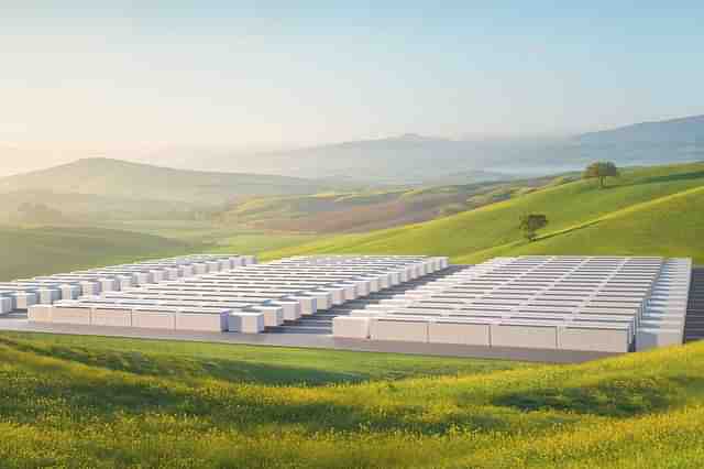 Tesla Megapack battery setup (Pic Via Tesla Website)