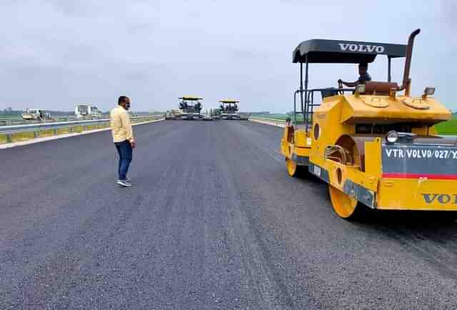 An under construction expressway in Uttar Pradesh.  