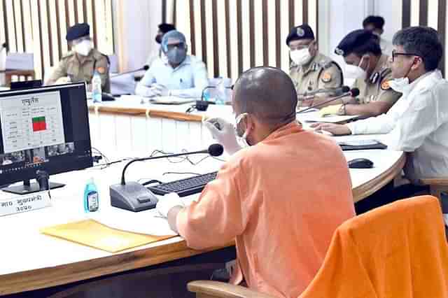 UP CM Yogi Adityanath in a meeting (Twitter) 