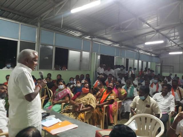 Prof P Kanagasabapathi addresses a gathering.