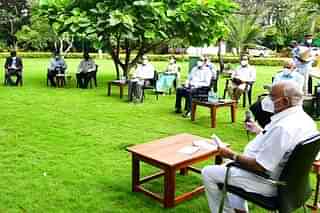BSY during a meeting with oxygen manufacturers in Bengaluru. 
