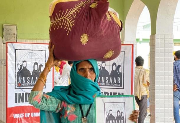 A photograph of the organisation’s ‘humanitarian work’ in New Delhi post riots