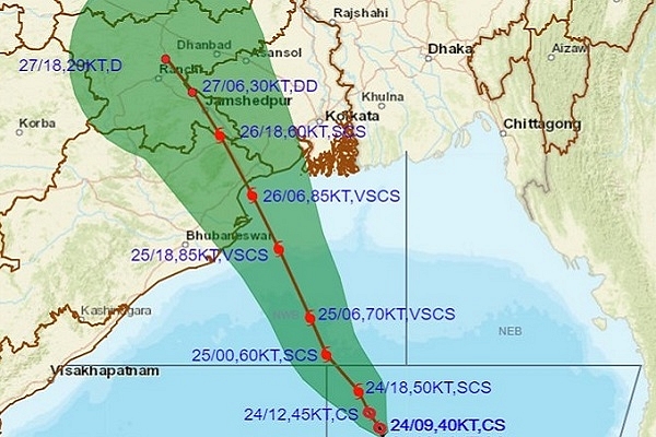 Projected path of Cyclone Yaas