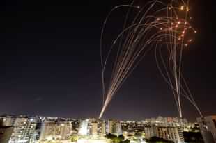 Israel’s Iron Dome system intercepting rockets.