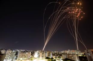 Israel’s Iron Dome system intercepting rockets.
