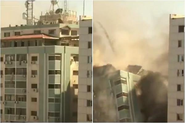 The building that housed the Al Jazeera office in Gaza flattened in air strikes.&nbsp;