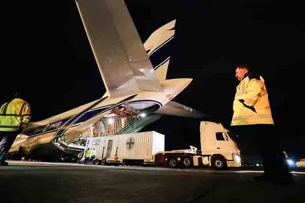 Medical equipment to India being enplaned in Belfast, UK (Department of Health, Northern Ireland)