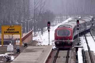 A train arriving at Srinagar station.