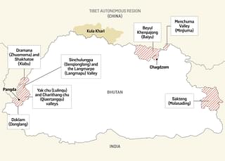 Bhutanese territory claimed by China. (Robert Barnett/Foreign Policy)