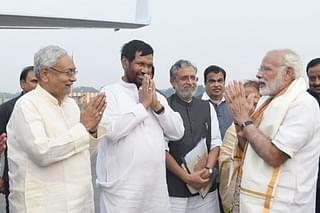 (L-R) Nitish Kumar, Ram Vilas Paswan and Narendra Modi in 2017 (PMO) 