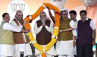 PM Modi with senior BJP leaders (Tribune India)