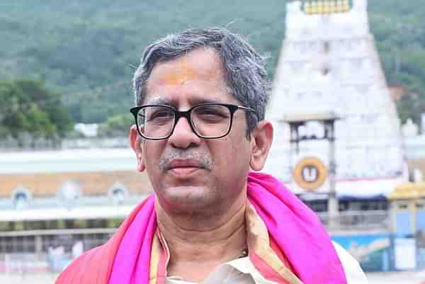 CJI NV Ramana in front of Sri Venkateshwara Temple in Tirumala (AIR Vijayawada)