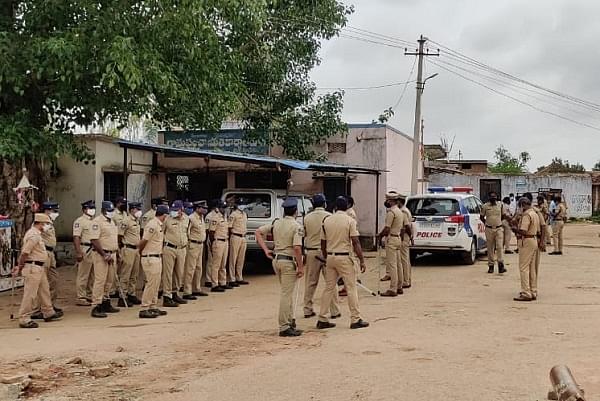 Heavy police deployment at Vemulaghat village in Telangana after the incident (@XpressHyderabad/Twitter)