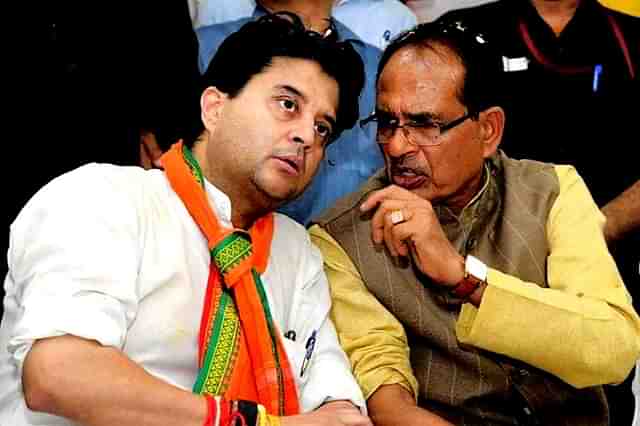 Jyotiraditya Scindia with Madhya Pradesh Chief Minister Shivraj Singh Chouhan.