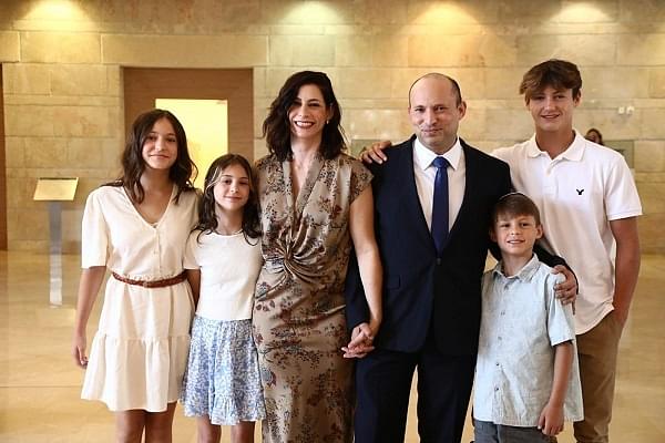 Naftali Bennett with his family (@EylonALevy/Twitter)