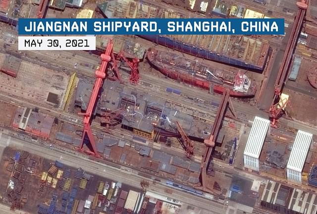 China’s third aircraft carrier at Jiangnan Shipyard in Shanghai. (Maxar Technologies/CSIS)