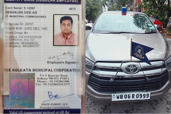 Fake ID and vehicle used by UPSC aspirant Debanjan Deb (@Plchakraborty/Twitter)
