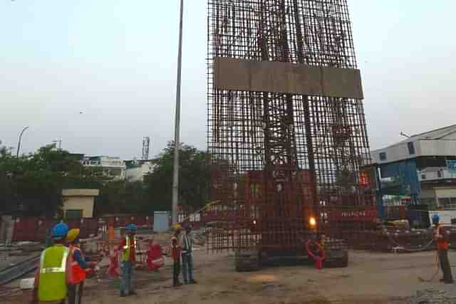 A part of the 20-metre deep diaphragm wall cage.