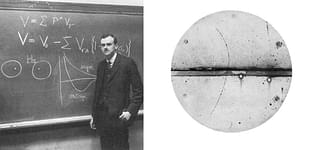 Dirac (left) predicted in 1931 existence of ‘anti-electron’. In 1932 positron was discovered in the cloud chamber photograph (the faint curved track in the cloud chamber photo). Its discoverer C.D.Anderson got a Nobel prize for physics in 1936.