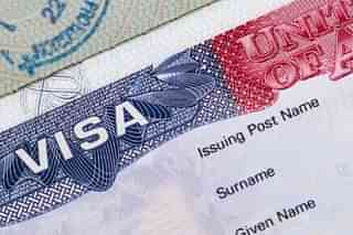 US visa stamped on a passport.