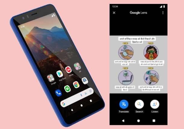 JioPhone Next (on screen is the translation tool provided by the custom-built Android)