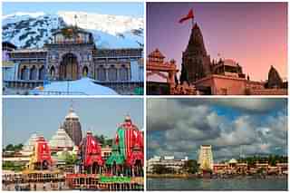 The destinations to be covered are (clockwise from top-left) Badrinath, Dwarakadish, Rameswaram and  Puri Jagannath, among others. 