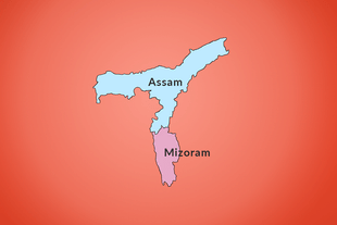 Outline map of Assam and Mizoram