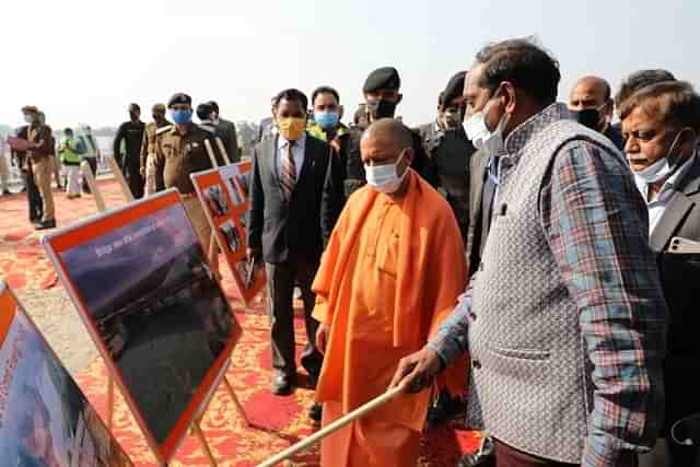 Chief Minister Yogi Adityanath inspecting Purvanchal Expressway (UPEIDA)