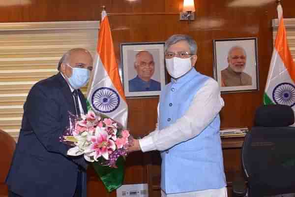 New Railway Minister Ashwini Vaishnaw taking charge at his office