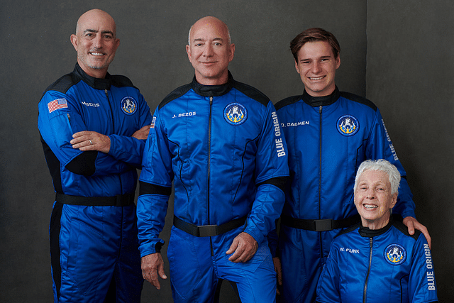 Jeff Bezos along with brother Mark Bezos, customer Oliver Daemen and aviator Wally Funk are flying to space on 20 July. (Photo: Blue Origin/Facebook)