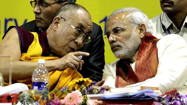The Dalai Lama with Prime Minister Narendra Modi.