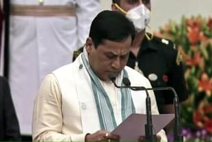 Sarbananda Sonowal taking oath as a minister.