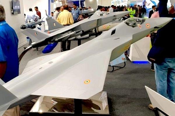 Advanced Medium Combat Aircraft model at the Defexpo India 2018.